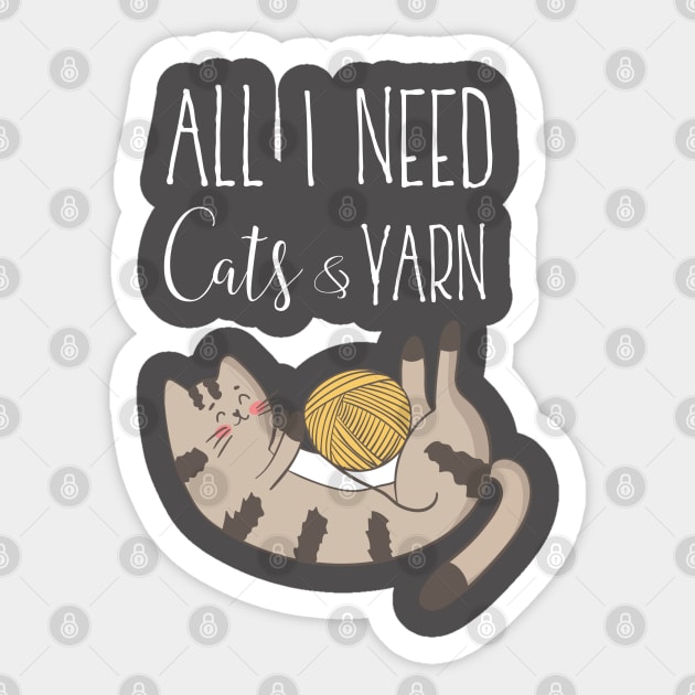 Cats and Yarn | Cat Lover Gift Sticker by MedleyDesigns67